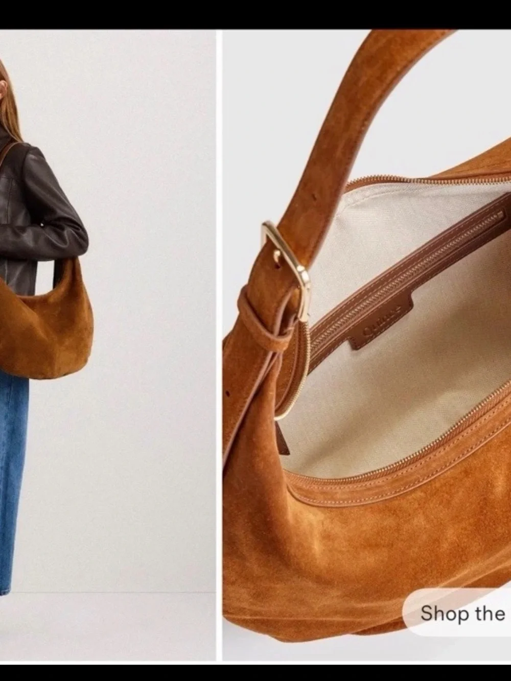 Quince Suede Hobo Bag in Chestnut